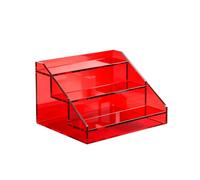 Présentoir Acrylique 3 Niveaux Incliné Transparent, Rangement de Plan de Travail Anti-rayures Anti-choc, Support Stable pour Bar à Café, Salon de Thé et Boutique(Red,40cm/15.8in)