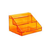 Présentoir Acrylique 3 Niveaux Incliné Transparent, Rangement de Plan de Travail Anti-rayures Anti-choc, Support Stable pour Bar à Café, Salon de Thé et Boutique(Orange,40cm/15.8in)