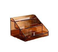 Présentoir Acrylique 3 Niveaux Incliné Transparent, Rangement de Plan de Travail Anti-rayures Anti-choc, Support Stable pour Bar à Café, Salon de Thé et Boutique(Brown,40cm/15.8in)