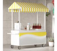 Présentoir alimentaire mobile avec auvent et roues verrouillables, grand espace de rangement pour événements et marchés en plein air