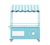 Présentoir alimentaire mobile avec roues verrouillables, auvent pare-soleil et boîte de rangement pour marchés extérieurs et vente de rue