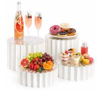 Presentoir Aperitif Buffet 4 Pièces - 10cm & 20cm, Pliable, Mariage, Fête | Présentoir à Gâteaux avec Plaques en Pvc Solides, sans outil, Accessoires de Buffet Pliables pour Mariage, Anniversaire