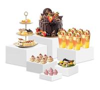 Presentoir Aperitif Buffet Cube Blanc Lot de 6 Support Gâteau Acrylique Haute Stabilité pour Mariage et Traiteur Rehausseur SUPPORT