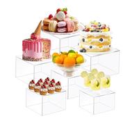 Presentoir Aperitif Buffet, Lot de 6 Presentoir a Gateau, Cube Présentoir Buffet en Acrylique Transparent, Support Buffet, Presentoir Buffet Traiteur pour Mariages, Anniversaires, Bébé Fête