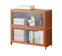 Présentoir au sol Bibliothèque de bureau de rangement en bambou à 2 niveaux, avec support organisateur de porte en plastique Transparent, for présentoir de livres de bureau Bibliothèque industrielle(L