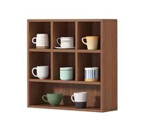 Présentoir autoportant pour tasses à café et objets de collection, support mural pour verres à liqueur, marron, 45 x 17 x 45 cm - Parfait pour la décoration de la maison et la nization