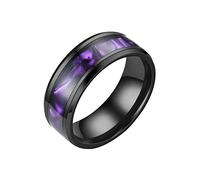 Présentoir Bijoux en acier inoxydable pour femmes hommes taille 6 13 largeur 8MM 6 couleurs anneau exquis noir sablé Anneau Bagues Bijoux (Purple, 6)