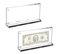 Présentoir Billets Banque, 2PCS Cadre D'affichage Billets Acrylique Porte-Photo Billets Euros Support Photo Design Magnétique Présentoir Bureau Support Photo Billets Collecteur Billets Banque 10x20cm