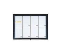Présentoir Black star 8x A4 Montage mural LED blanches. OPTIONS: Pied, socle et Batterie. Securit