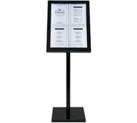 Securit Porte-menu extérieur Black Star LED — Cadre A2, poteau, base, câble 5m, télécommande, noir