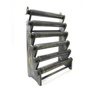 Présentoir bracelets et montres en bois noir vintage - Grand modèle - 6 joncs - Hauteur 52cm