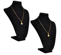 vidaXL Présentoir buste d'exposition pour colliers en flanelle 2 pcs Noir