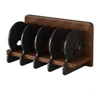 Présentoir CD en acrylique pour collection de musique, étagère de rangement moderne pour disques vinyles avec organiseur multi-sections, noyer robuste et noir pour la maison ou le bureau (noyer + noir