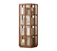 Présentoir CD rotatif à 3 niveaux pour chambre à coucher, salon, bureau, tour de rangement à 360°, pour petits espaces, marron, 35 x 35 x 124 cm