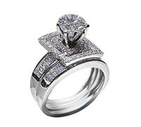 Présentoir Choses Anneaux Cubic Zirconia Géométrie De Mariée Strass Bague De Fiançailles Plein Solitaire Anneau Pour Les Femmes Taille 5 11 Accessoires Anneaux Bijoux (Silver, 7)