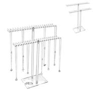 Présentoir Collier Acrylique 2 Niveaux - 1 pièce, transparent, 30cm - support bijoux collier bracelet bague vitrine vente - Lumiryn