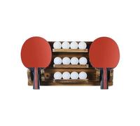 Présentoir compact robuste pour 6 raquettes et 12 balles | Étagère de rangement en bois pouvant contenir jusqu'à six pagaies, douze balles pour accessoires de tennis de table