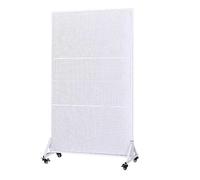 Présentoir d'art au sol avec poulie, panneaux de tour, panneaux perforés blancs, 70 x 100 cm, comprend des crochets supplémentaires pour outils, idéal pour le garage et les travaux manuels.