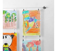 Présentoir d'art mural pour enfants (48 clips - Fil de 3 m) - Système de suspension artistique avec clips de suspension pour enfants // Saule et EVA