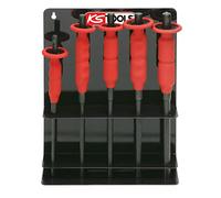 Présentoir de 5 chasse axes brunie avec poignée grip, 6-8-10-12-14 mm-