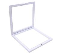 Présentoir de bijoux à cadre flottant 3D, 14 pièces, boîte d'ombre, support bague et pendentif, étui présentation en pierre, boîte-cadeau Pour Exposer Des Bijoux Et Des Pièces(WHITE,18cm)