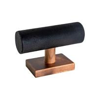 Présentoir de bijoux cylindrique en bois massif, support Bracelet rond avec couverture velours/lin, décor comptoir fenêtre(Black Velvet)