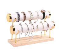 Présentoir de bracelets monocouche/double, 2 pièces, présentoir bijoux en bois, support rangement, comptoir pour Bracelets(2 white cortex)
