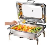 Présentoir De Buffet Et Chauffe-Plats en Acier Inoxydable, Chafing Dish Électrique avec Contrôle De La Température (9L)