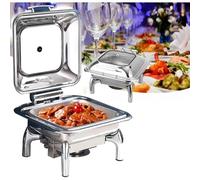 Présentoir De Buffet Et Chauffe-Plats en Acier Inoxydable, Chafing Dish Électrique avec Contrôle De La Température (6L)