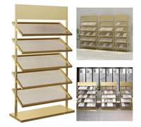Présentoir De Carrelage Au Sol,Présentoir De Présentoir en Porcelaine Au Sol,Support D'organisateur De Carrelage Au Sol en Métal À 5 Couches, Adapté Aux Salles,gold-35 * 87