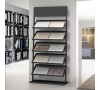 Présentoir De Carrelage Au Sol,Présentoir De Présentoir en Porcelaine Au Sol,Support D'organisateur De Carrelage Au Sol en Métal À 5 Couches, Adapté Aux Salles,Black-35 * 47