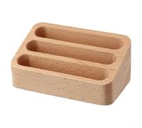 Présentoir de cartes de visite à 3 étages en bois massif pour organiser les cartes de bureau et économiser de l'espace (bois)