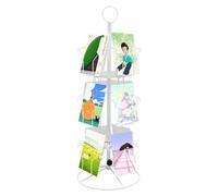 Présentoir de cartes de vœux avec 20 pochettes, support rotatif noir for cartes postales, brochures, fournitures de bureau(White,12 Card Pockets)