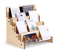 Présentoir de cartes de vœux en bois à 4 niveaux avec construction robuste, offre un grand espace pour les cartes, les petits imprimés, les bijoux et les matériaux d'artisanat pour la vente au détail