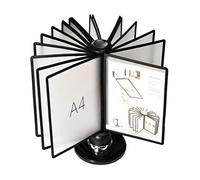 Présentoir de catalogue, 20 panneaux double face, format lettre, système référence bureau, for afficher des documents A4, liste prix produits, insert rotatif(Black)