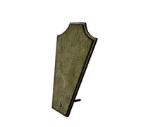 Présentoir de collier en daim vert, rangement bijoux rétro et accessoires Photo, conception figure linéaire créative avec Base noyer(L)