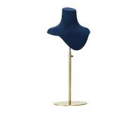 Présentoir de colliers Window Jewelry Display Props Blue Velvet Leather Portrait Neck Necklace Live Rack(21 * 37cm)