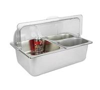Présentoir de comptoir pour le service des aliments, distributeur de condiments pour buffet avec couvercle transparent et boîtes de congélation pour restaurants, hôtels, cuisines et fêtes (Argent-A,