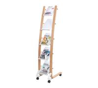 Présentoir de documents mobile - Compartiments A4 - Bois et Blanc