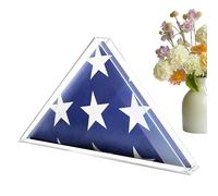 Présentoir de drapeau transparent - Support triangulaire en acrylique durable - Organisateur commémoratif élégant pour vétérans, retraités, cérémonies patriotiques
