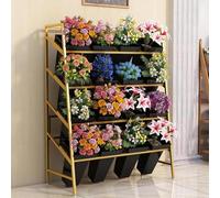 Présentoir de fleuriste avec seaux en plastique durable, design multicouche pour un arrangement optimal des plantes, idéal pour les fleuristes et les jardineries