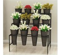 Présentoir De Fleurs avec Seaux à Fleurs, Chariot De Plantes Mobile, étagère De Conteneur De Fleurs Coupées, étagère D’étagère à Fleurs S Présen, Black Frame Black Bucket, 75×80×113cm