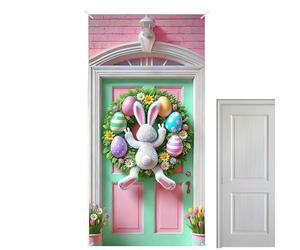 Présentoir De Lapin De Printemps - Couverture De Porte De Lapin De Pâques, Jolie Bannière De Décoration D'intérieur Avec Des Œuvres D'art Colorées | Fête D'anniversaire De Thanksgiving, Bureau, École,
