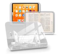 Présentoir de livre en acrylique - Plateau réglable et trombones, pliable, clips élastiques, support d'affichage multifonction pour lire des recettes, livres de cuisine, tablettes, ordinateurs