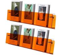 Présentoir de livre mural moderne, for le salon | Porte-revues en acrylique transparent, support mural for brochures, bibliothèque flottante à la mode(Orange,47.2″W)