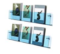 Présentoir de livre mural moderne, for le salon | Porte-revues en acrylique transparent, support mural for brochures, bibliothèque flottante à la mode(Light Blue,23.6″W)