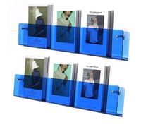 Présentoir de livre mural moderne, for le salon | Porte-revues en acrylique transparent, support mural for brochures, bibliothèque flottante à la mode(Blue,35.4″W)