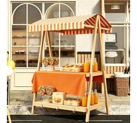 Présentoir de marché en bois avec auvent, table pliable et portable, chariot robuste pour aliments de rue, bonbons, jus, vente de pâtisseries (orange, 106 cm)