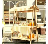 Présentoir de marché en bois avec auvent, table pliable et portable, chariot robuste pour aliments de rue, bonbons, jus, vente de pâtisseries (jaune, 106 cm)