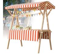 Présentoir de marché Pliable en Bois, kiosque de Vente avec auvent, étagère de Concession pour Stand de Vente de Nourriture pour marché, Nourriture de Rue et événements(H,59x23.6in Wheel Model)